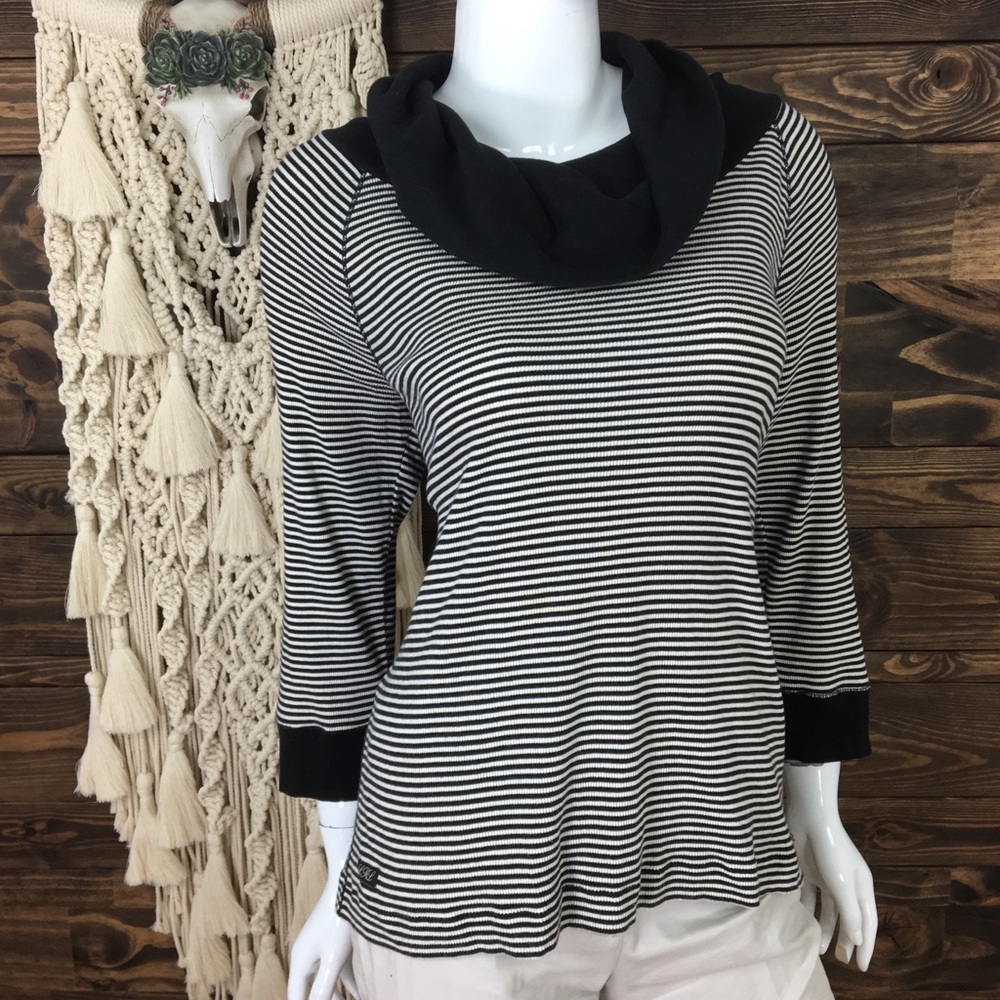 L Ralph Lauren | Striped Cowl Pullover Sweater Top